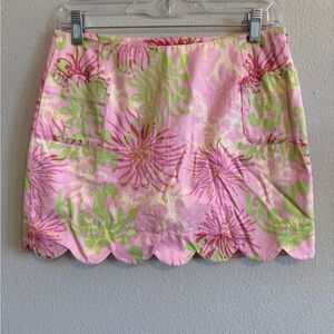 Lilly Pulitzer Pink and Green Scalloped Skort Size 2
